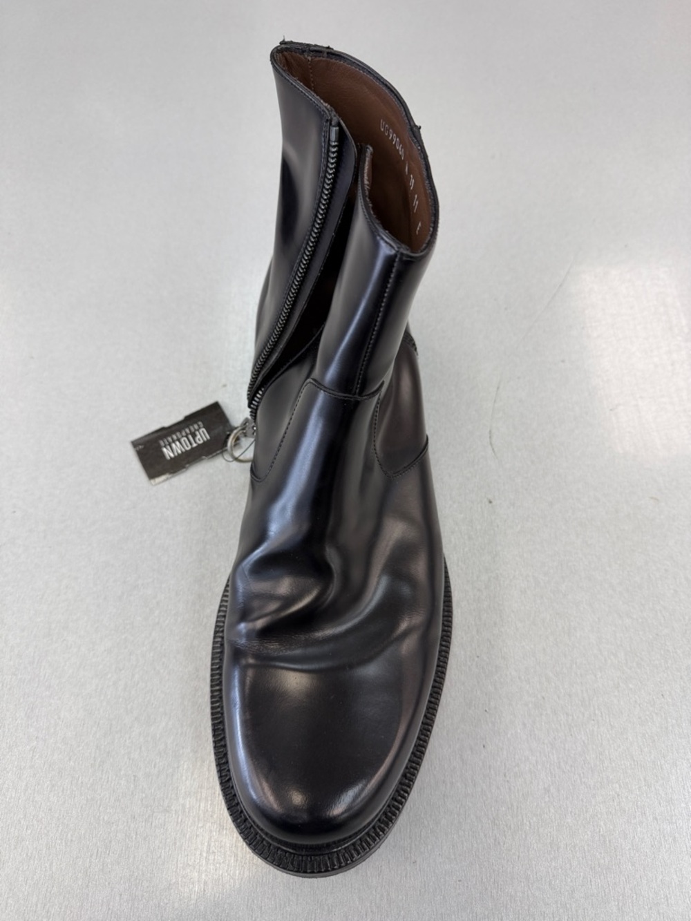 Salvatore Ferragamo Black Men's Zip-Front Leather Ankle Boot